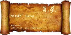 Mikó Gina névjegykártya